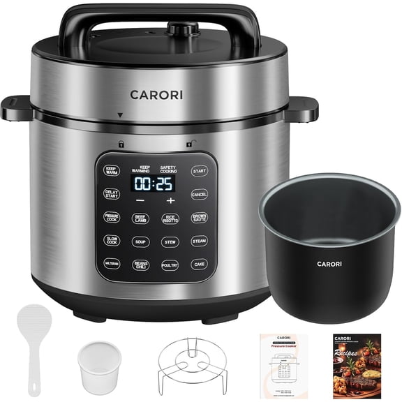 Electric Pressure Cooker 6 Qt, 9 Functions Programmable Pot with IMD Touchscreen, Rice Cook, Slow Steam, Saut, Warm, 16+ Safety Features, 1000W Silver