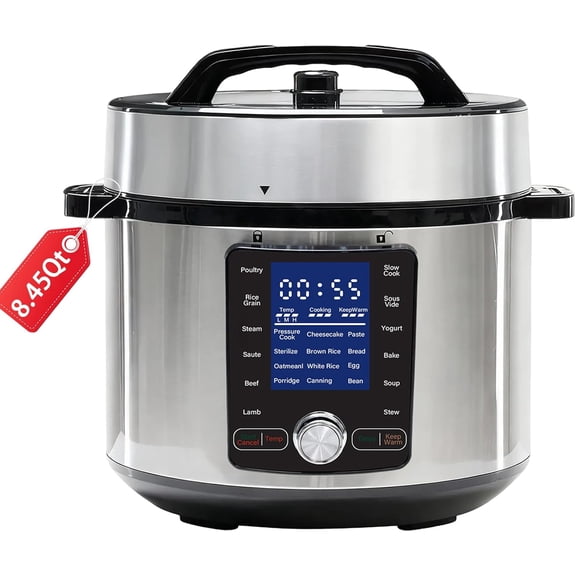 Electric Pressure Cooker 8.45Quart, 24 Functions in 1, Stainless Steel for Canning, Slowcook, Yogurt, Steam, Rice Grain, Soup, Bean, Poultry, Beef, Bake, Stew, Porridge