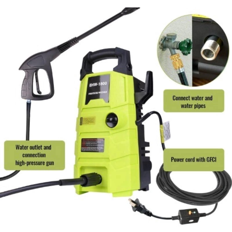 Electric Pressure Washer 1800 PSI 1.6 GPM Power Washer with 20FT Hose & 35FT Power Cord, Portable High Pressure Cleaner for Cars, Driveways, Patios and Fences, Heavy Duty Cleaning Machine