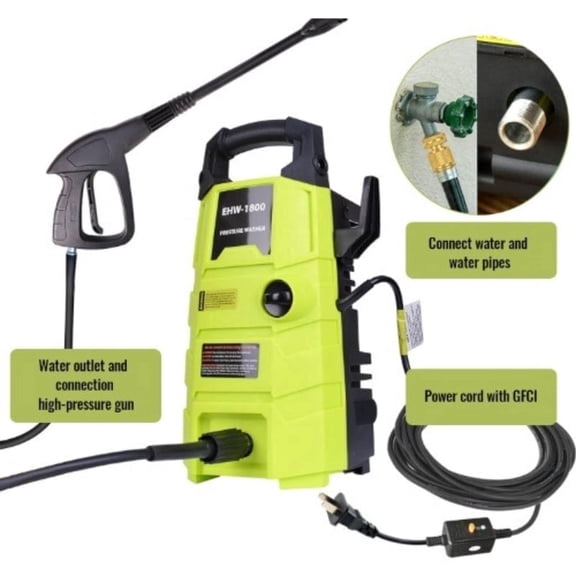 Electric Pressure Washer 1800 PSI 1.6 GPM Power Washer with 20FT Hose & 35FT Power Cord, Portable High Pressure Cleaner for Cars, Driveways, Patios and Fences, Heavy Duty Cleaning Machine
