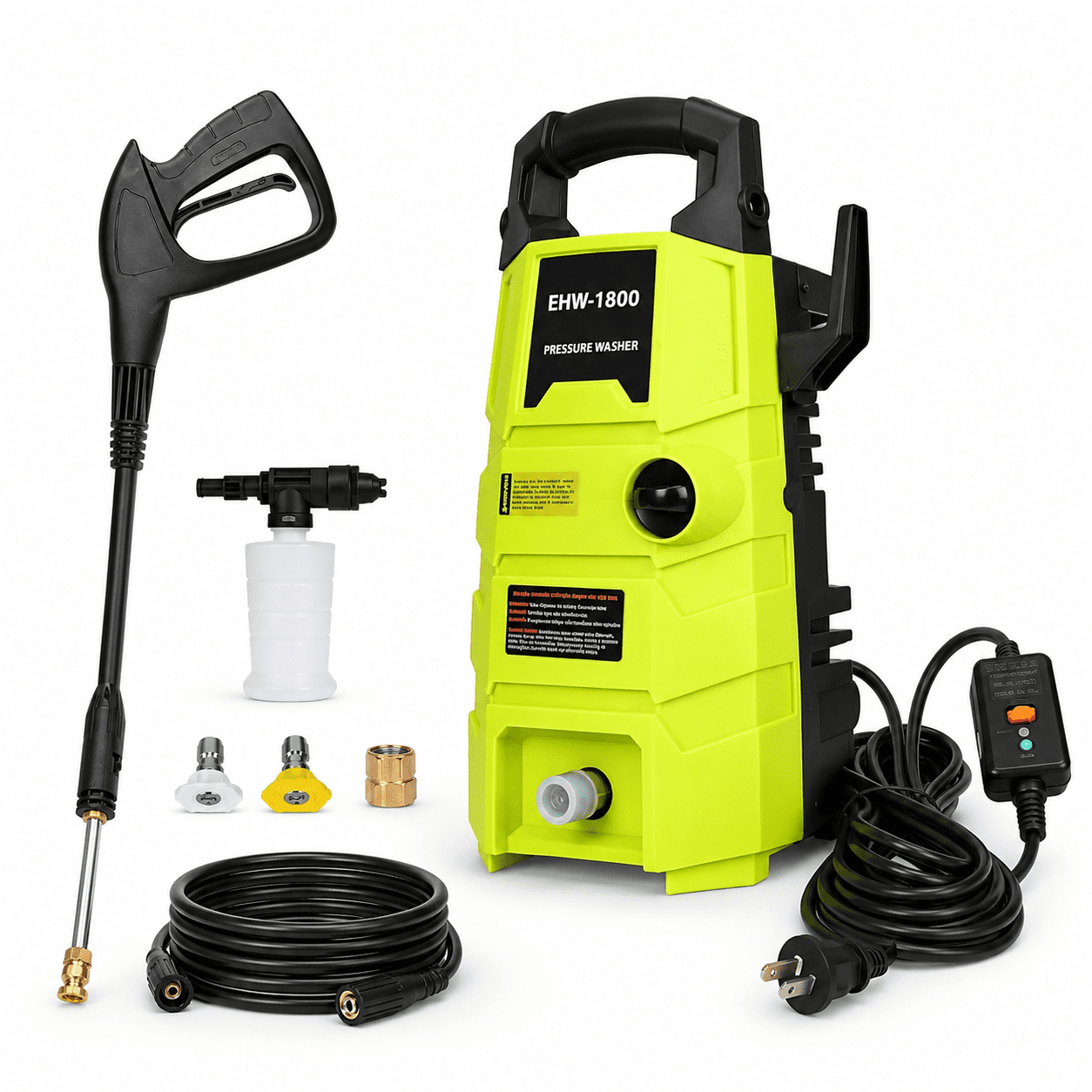 Electric Pressure Washer 1800 PSI 1.6 GPM, Portable Power Washer with 20FT Hose, Spray Gun, Foam Cannon & Nozzles for Cars, Driveways, Patios and Home Cleaning