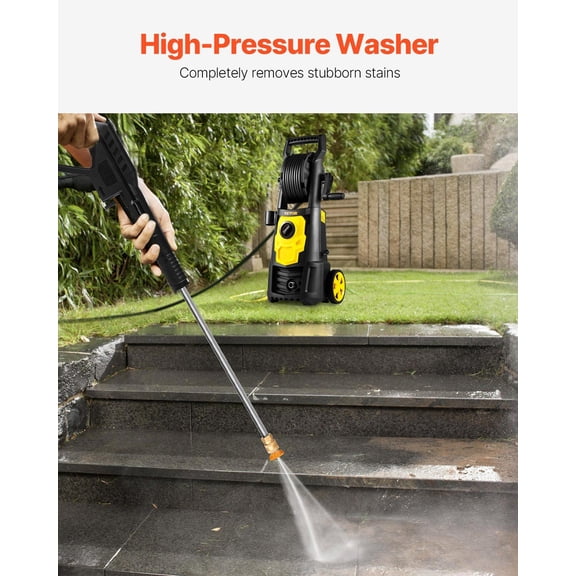 Electric Pressure Washer, 2000 PSI, Max. 1.76 GPM Power Washer w/ 30 ft Hose, 5 Quick Connect Nozzles, Foam Cannon, Portable to Clean Patios, Cars, Fences, Driveways, ETL Listed