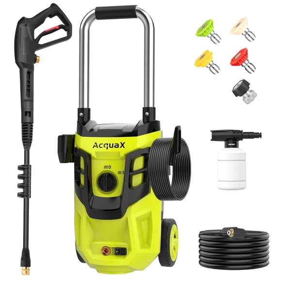 AcquaX Electric Pressure Washer, 3500 PSI, Max 2.4 GPM Portable Power Washer with 4 Adjustable Nozzles, Extended Hose & Power Cord, Efficient Cleaning for Cars, Driveways, Patios, and Floor Cleaning