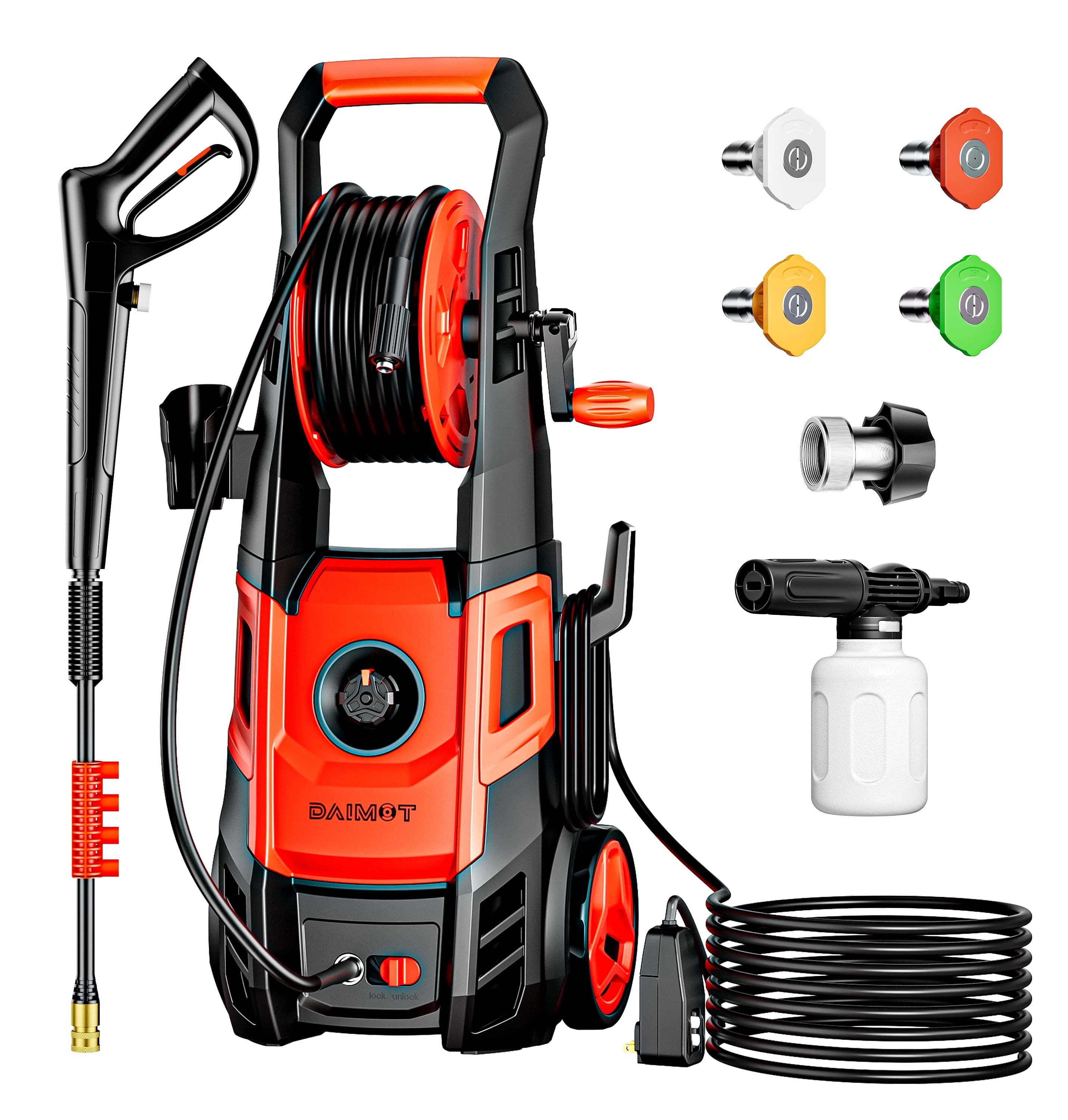 Electric Pressure Washer 3000 PSI, Max 2.2 GPM with Foam Cannon & 4 Nozzle Tips, Electric Power Washer for Cars, Fences, Driveways, Home, Patios - Powerful Power Washers Electric Powered