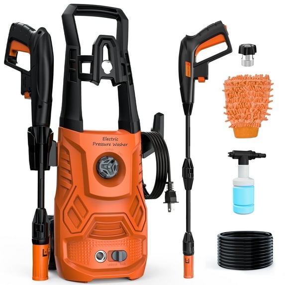Electric Pressure Washer,4200PSI Max 2.6 GPM Power Washer with 23 ft Hose,Adjustable Nozzle 0-120°,Foam Cannon, Car Washing Gloves,Portable for Clean Vehicles, Patios,Driveways,Fences