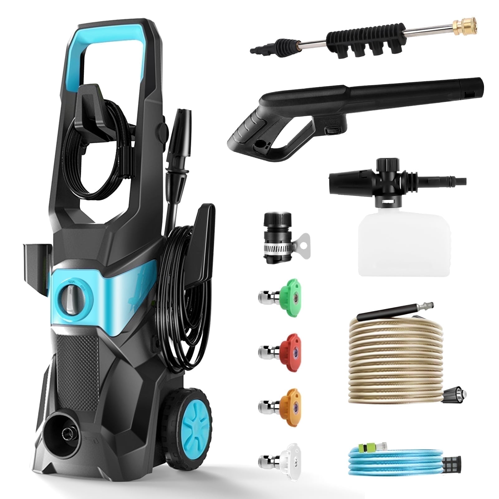 Walmart Black Friday Deals 2025 - Tebru Electric Pressure Washer, 3000PSI 2.4 GPM, 32 ft Hose, 4 Nozzles, Foam Cannon, IPX5 Waterproof