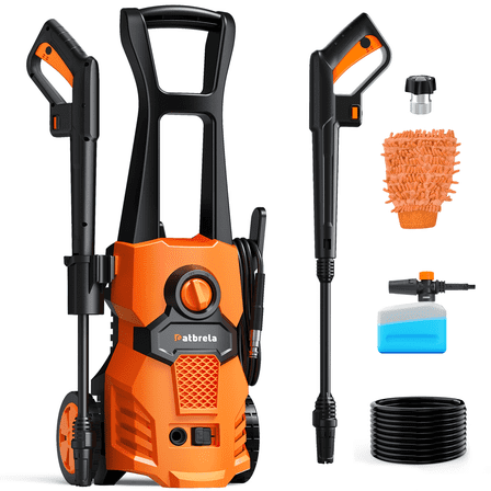 1500W Electric Pressure Washer, 4200PSI with Adjustable Nozzle Angle, Portable High Pressure Washer Cleaning Machine for Cars, Driveways, Fences, Patios, Home Cleaning - Orange