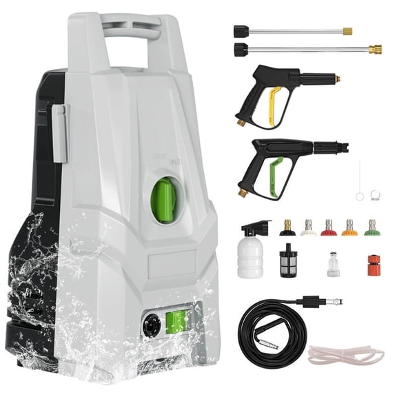 Electric Pressure Washer 3200PSI Max 1.8GPM High Pressure Power Washer Electric Powered 1400W Portable Pressure Cleaner Machine with 6 Nozzles Fence and Deck Cleaning