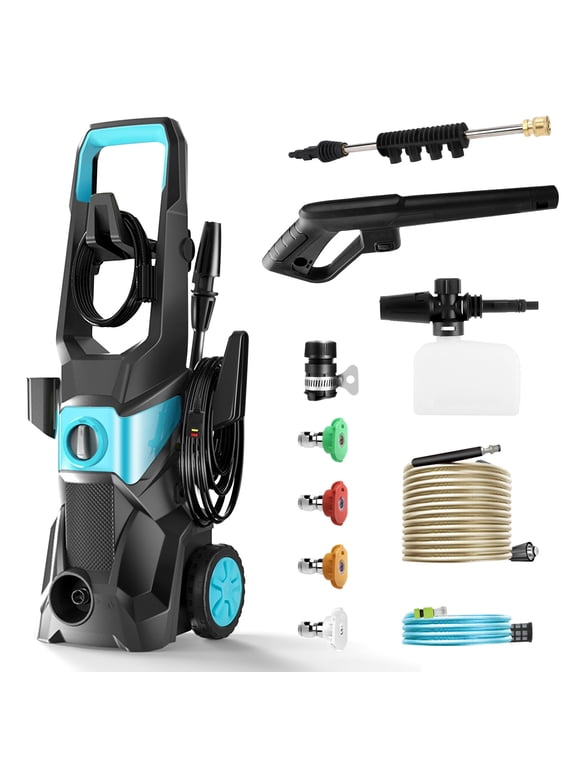 Electric Pressure Washer, 4000PSI Max 2.4 GPM Power Washer with 32 ft Hose, 4 Quick Connect Nozzles, Foam Cannon, Suitable for Clean Cars, Patios, Driveways, Fences, Pool