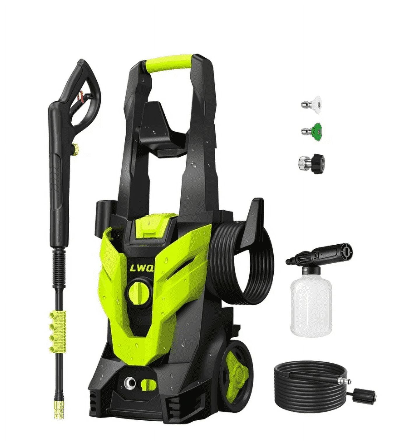 LWQ Electric Pressure Washer, 2300PSI 2.5GPM Power Washer with 4 Quick Connect Nozzles, High Pressure Cleaning Machine with Foam Cannon for Cars/Fences/Driveways/Patios/Home Cleaning(Green)