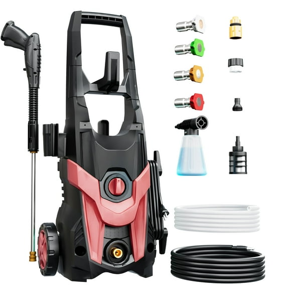 Electric Pressure Washer 4300 PSI 2.8 GPM, 2024 23ft Hose 35ft Power Cord,Upgraded Power Washer with 6ft Inlet, 4 Nozzle and Detergent Tank for Cars, Fences, Patio