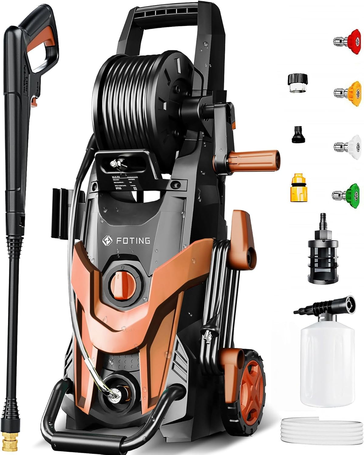 Electric Pressure Washer, 4500 PSI 3.2 GPM Power Washer with 4 Quick Connect Nozzles, High Pressure Cleaning Machine with Foam Cannon for Cars/Fences/Driveways/Patios/Home Cleaning