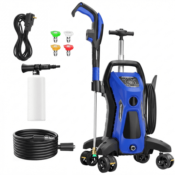 Electric Pressure Washer 4500PSI 3.0GPM with Adj-15-Level Touch Screen, 4 Anti-Tipping Wheels and  Pressure Control Spray Handle for Car, Home, Driveway, Yard, Outdoor, Gutter, Pool, Brick Cleaning