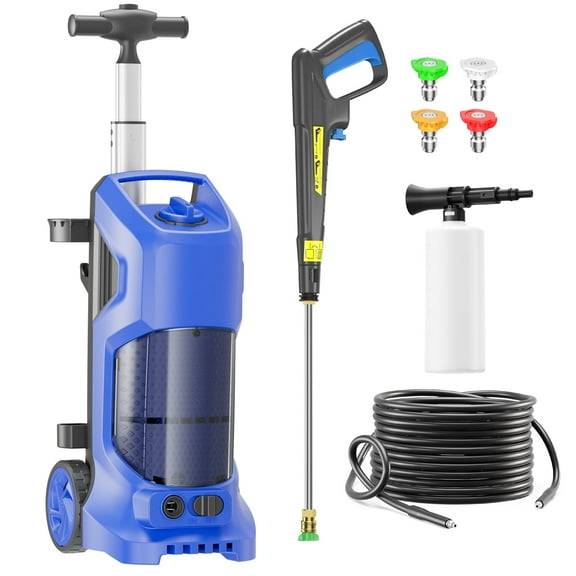 Electric Pressure Washer 4800 PSI 2.8 GPM Cleaning Machine with Long Reach Hose and Cord Quick Connect Spray Tips Soap Tank Perfect for Washing Cars Homes Decks Patios and Outdoor Surfaces