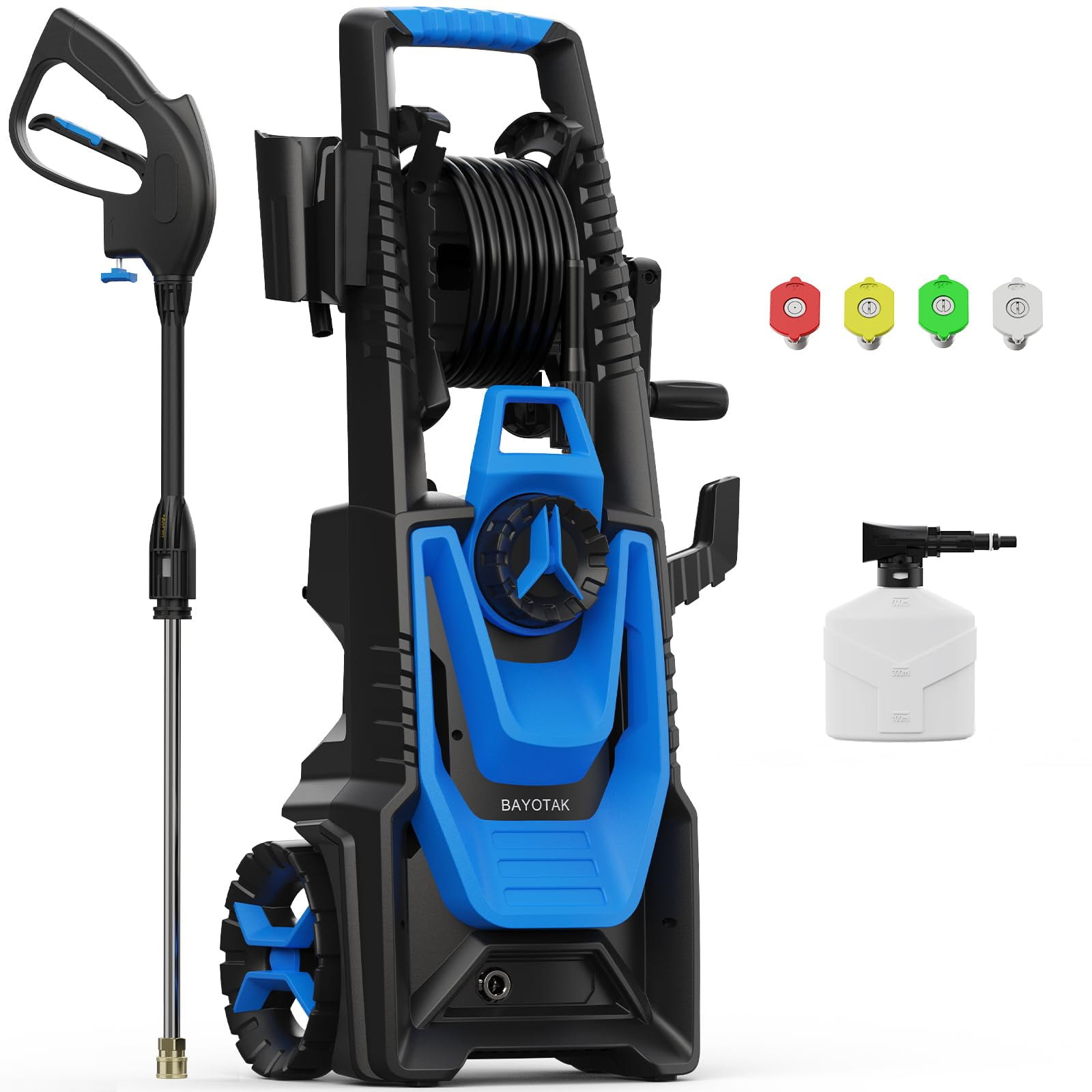 Electric Pressure Washer, 4800 PSI 3.0 GPM Power Washer with Foam Cannon, High Pressure Cleaning Machine with 35 FT Power Cord and 20 FT Hose, Hose Reel, 4 Connect Nozzles for Car/Patio/Fences
