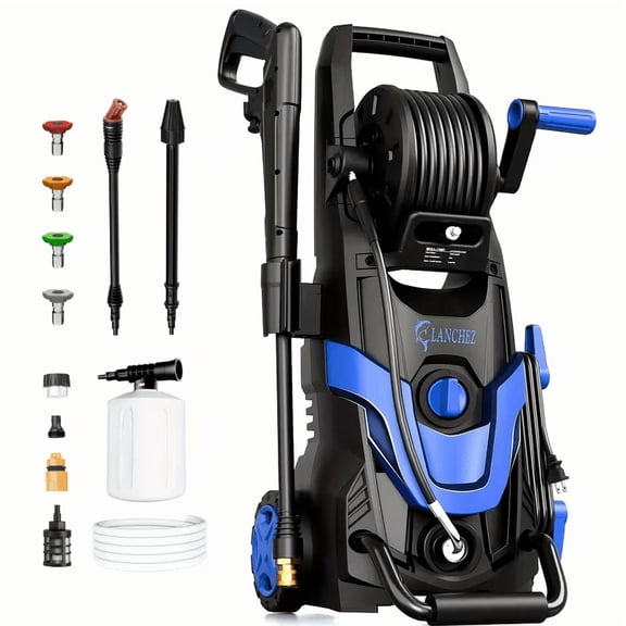 Electric Pressure Washer, 4800 PSI 3.2 GPM with 6 Quick-Connect Nozzles, Foam Cannon, Inlet Hose & Filter Perfect for Cars, Fences, Driveways, Patios, and Home Cleaning
