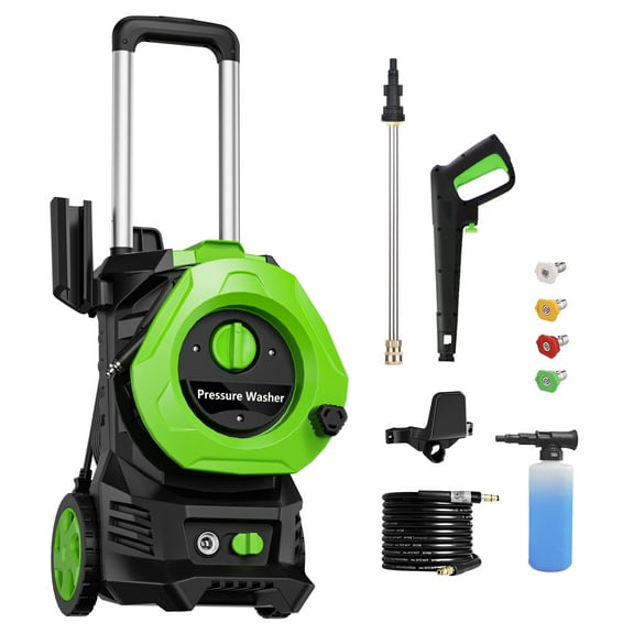 Electric Pressure Washer 4800PSI-Max 2.9GPM Power Washer with 25 Feet Hose,16.4 Feet Power Cord, Car Wash Machine Green Ideal Cleaning for Garden