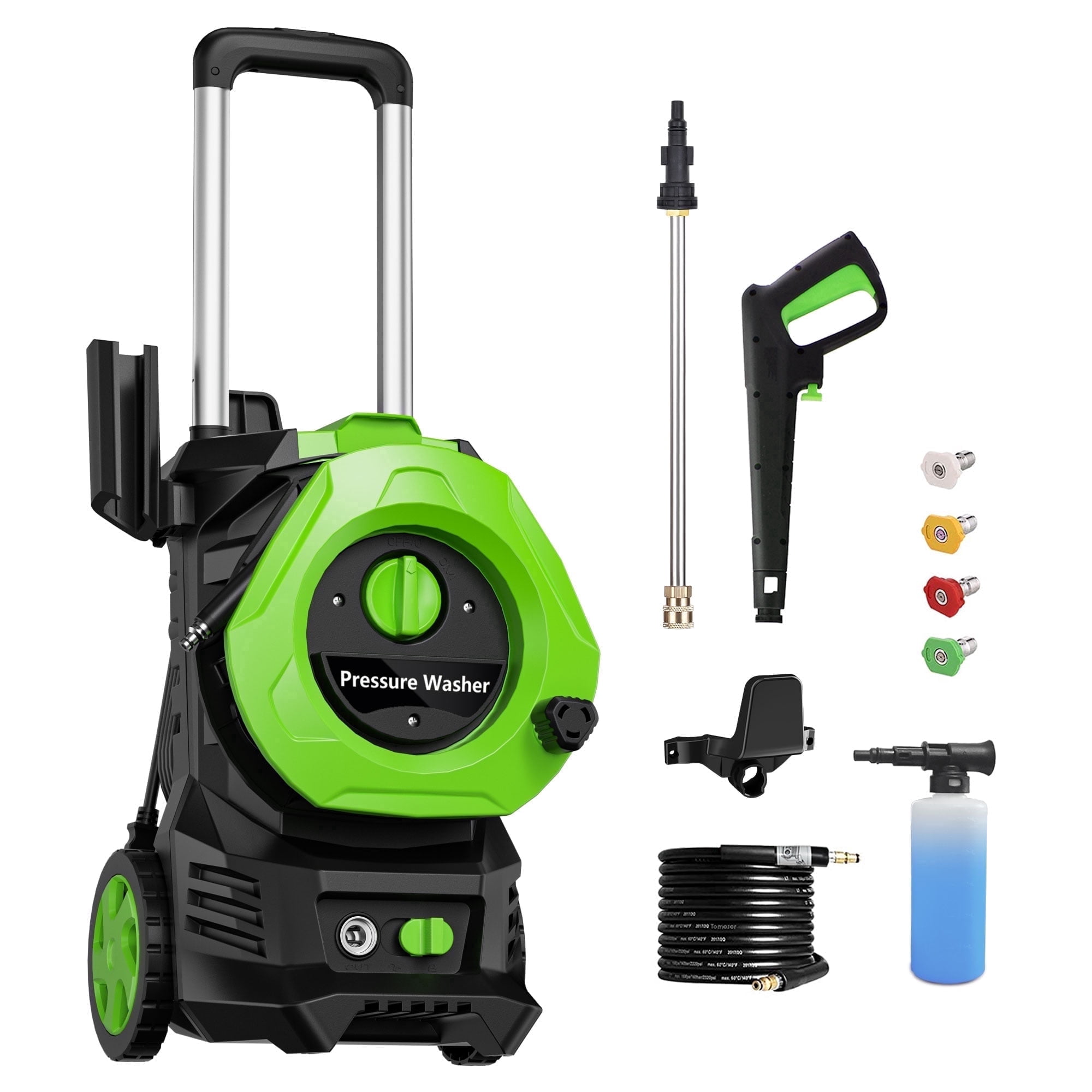 Electric Pressure Washer 4800PSI-Max 2.9GPM Power Washer with 25 Feet Hose,16.4 Feet Power Cord, Car Wash Machine Green Ideal Cleaning for Garden