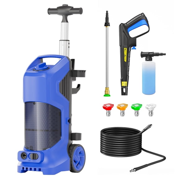 Electric Pressure Washer 5000 PSI 3.2 GPM Cleaning Machine with Long Reach Hose and Cord Quick Connect Spray Tips Soap Tank Perfect for Washing Cars Homes Decks Patios and Outdoor Surfaces