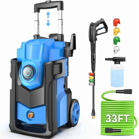 Electric Pressure Washer,5000PSI 4.0GPM High Power Washer with 33FT Extension Hose,Professional Washer Cleaner,4 Quick Connect Nozzles&500ml Soap Bottle for Cars/Fences/Driveways/Patios/Home Cleaning