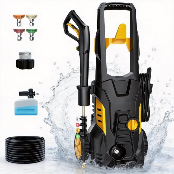Electric Pressure Washer, 5000PSI Max 3.0 GPM Hidrolavadora, Portable Power Washer with 25FT Cord, 23FT Hose, 4 Nozzles, for Cars, Driveways, Fences, Patios