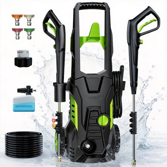 Electric Pressure Washer, 5000PSI Max 3.0 GPM Hidrolavadora, Portable Power Washer with 25FT Cord, 23FT Hose, 4 Nozzles, for Cars, Driveways, Fences, Patios