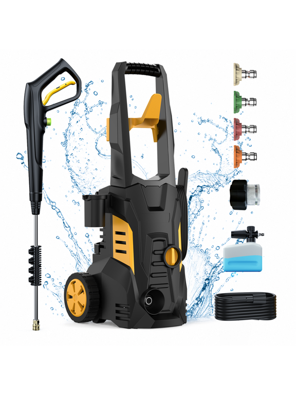 Electric Pressure Washer, 5000PSI Max 3.0 GPM Power Washer, 1800W Portable Pressure Cleaner with 25FT Cord, 23FT Hose, 5 Spray Nozzles & Foam Cannon for Car Driveway Patio Fence