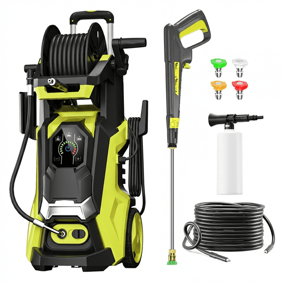 Electric Pressure Washer 5000PSI-Max 3.6GPM Power Washer Touch Screen Adjustable Pressure,4 Nozzles and 500ml Foam Cannon Power Washer Cleaning for Patio