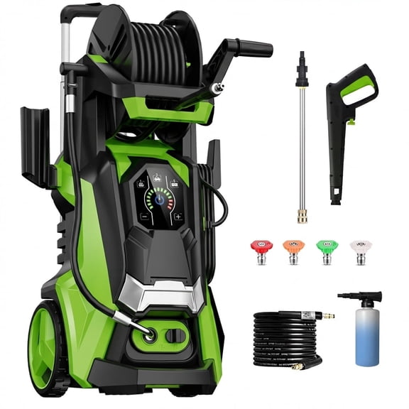 Electric Pressure Washer 5000PSI-Max 3.6GPM Power Washer Touch Screen Adjustable Pressure,4 Nozzles and 500ml Foam Cannon Power Washer Cleaning for Patio