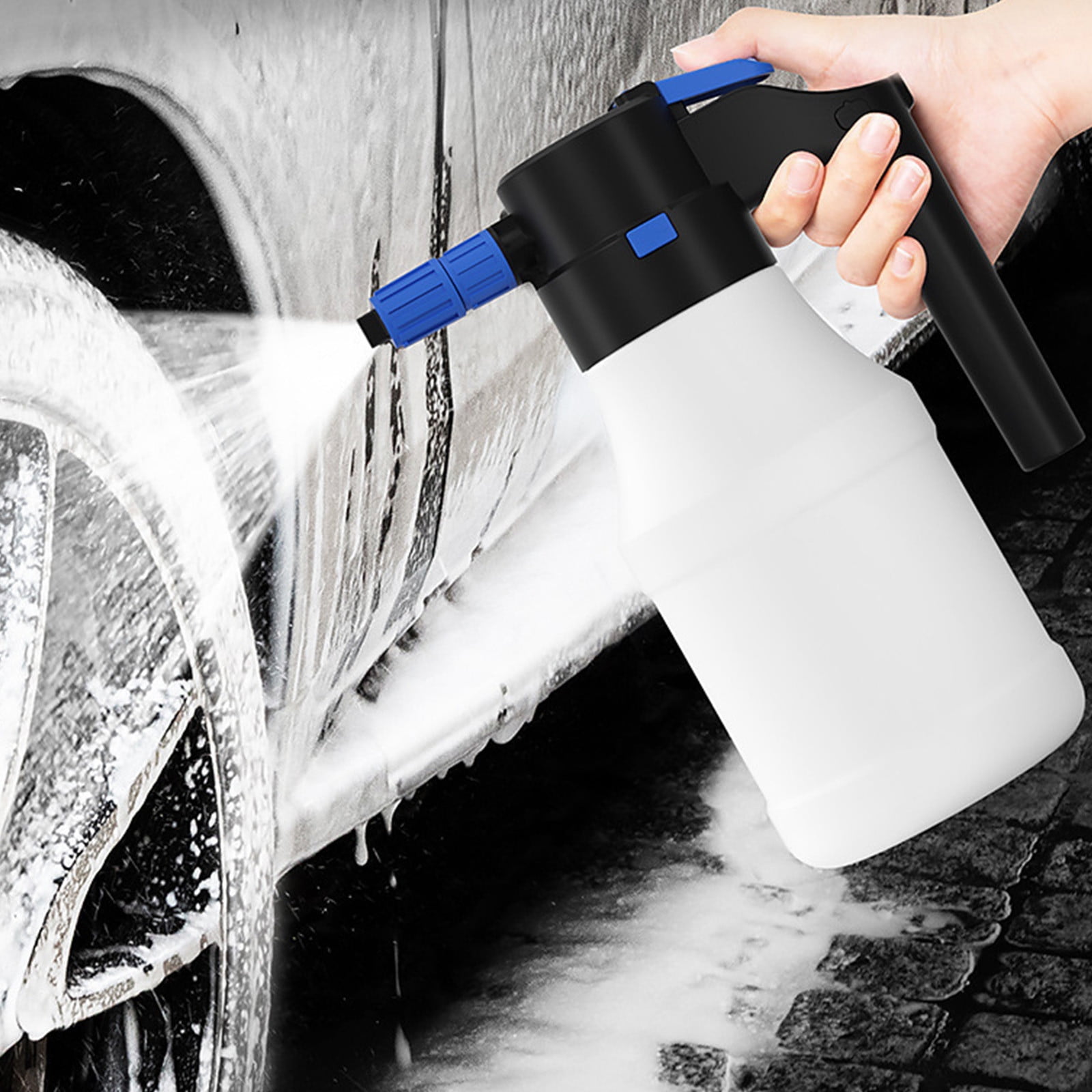 Electric Pressure Washer Foam Cannon  1.5L High-Pressure Spray Pot with Auto Pump, 8 BAR Motorized Car Wash & Garden Sprayer (USB Rechargeable, Durable PE/PP)