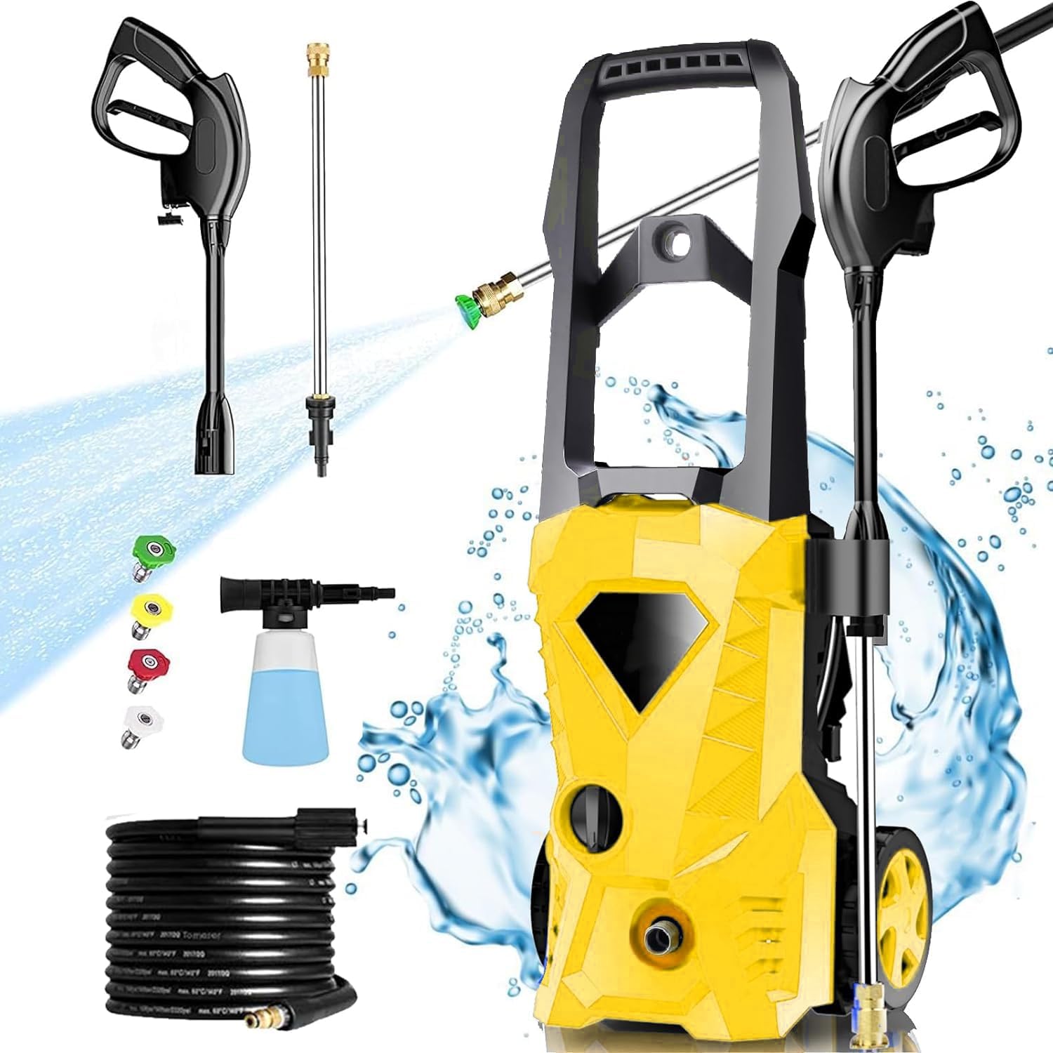 Electric Pressure Washer High Power Washer with 4 Nozzles and Soap
