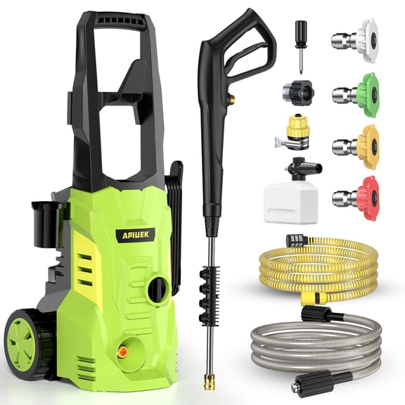 Electric Pressure Washer - Portable Power Washer with Soap-Adjustable Tank, Steel Spray Wand, 4 Pressure Tips, 6.6 FT Inlet & 23 FT Outlet Hose, 3800PSI & 2.4GPM, for Patio/Car/Driveway/Fence