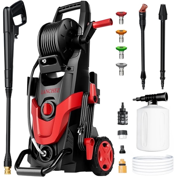 4500 PSI at 3.2 GPM Electric Pressure Washer, 7 Nozzles, Turbo and 360 Degree Nozzle, Foam Cannon