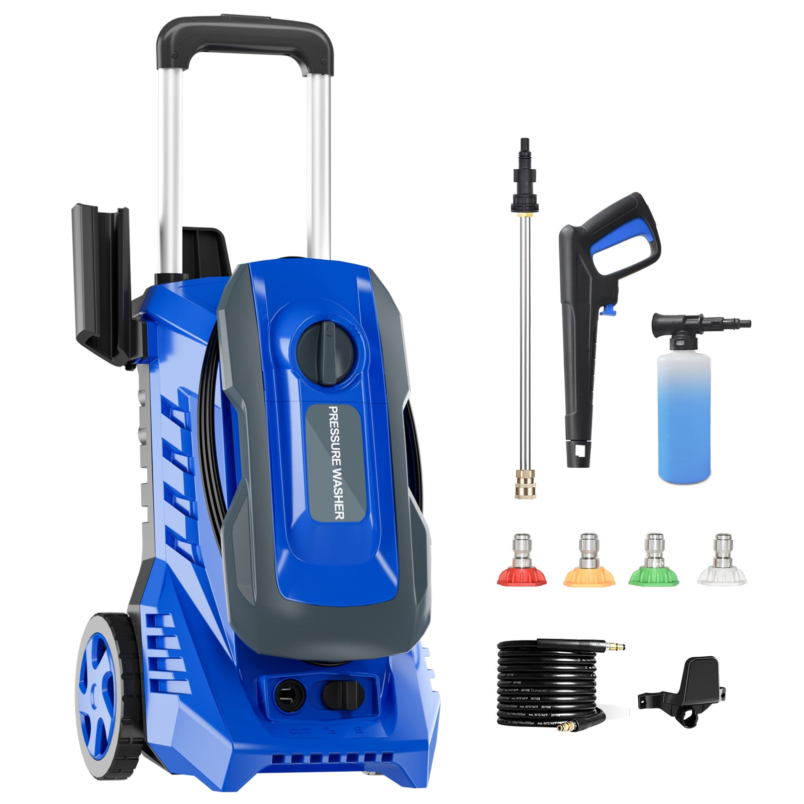 Electric Pressure Washer 4000 Psi with 25FT Hose, 4 Quick Connect Nozzles and 16.9 oz Soap Tank Blue Sansujyuku sansujyuku.com