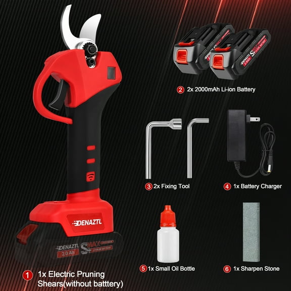 Electric Pruning Shears,1.35" Cutting Diameter Cordless Power Pruner with LCD Display, Brushless Motor Pruning Shears with 2x 2000mAh Rechargeable Batteries for Garden Tree Pruner Branch
