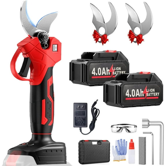 Electric Pruning Shears, 1.4" Cutting Diameter Cordless Power Pruner with LCD Display, Brushless Motor Pruning Shears with 2 Rechargeable 21V 4000mAh Battery for Garden Tree Pruner Branch