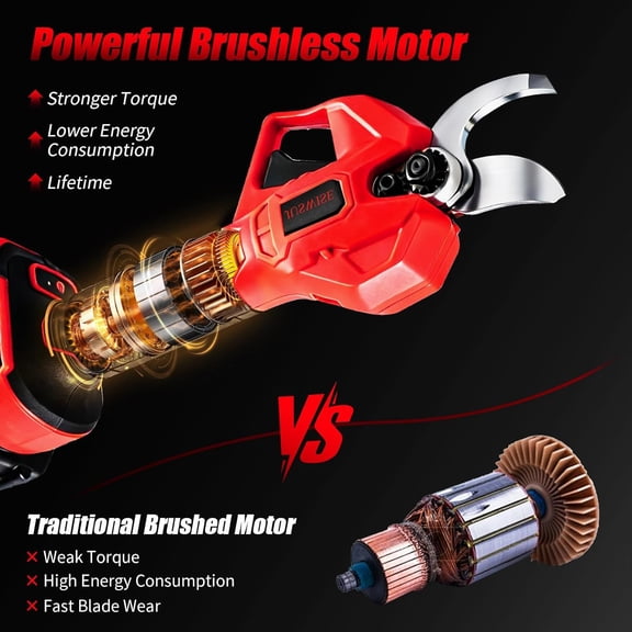 Electric Pruning Shears 2 Inch Cutting Diameter with LCD Display & 2 Batteries Brushless Cordless Garden Tool for  Fruit Tree Trimming