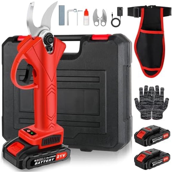 Electric Pruning Shears Cordless, Branch Cutter, Trimming Scissors Battery Power, 30mm (1.2 Inch) Cutting Diameter, SK5 Blade Tree Trimmer, 2 Rechargeable 2ah Lithium Batteries$$Garden & Patio