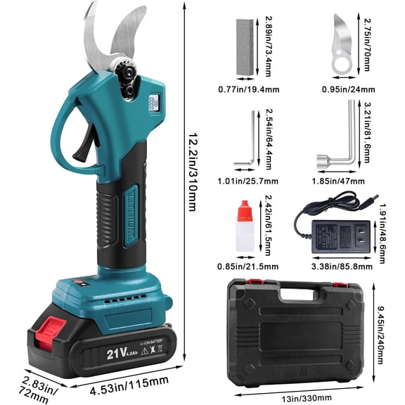 Electric Pruning Shears, Cordless Garden Shears,  Pruners with LCD Display, Cutting Diameter 1.2 Inch, Comes with 2 2.0Ah Batteries, Charger and Replacement Blade Set for Gardening Tree Pruning