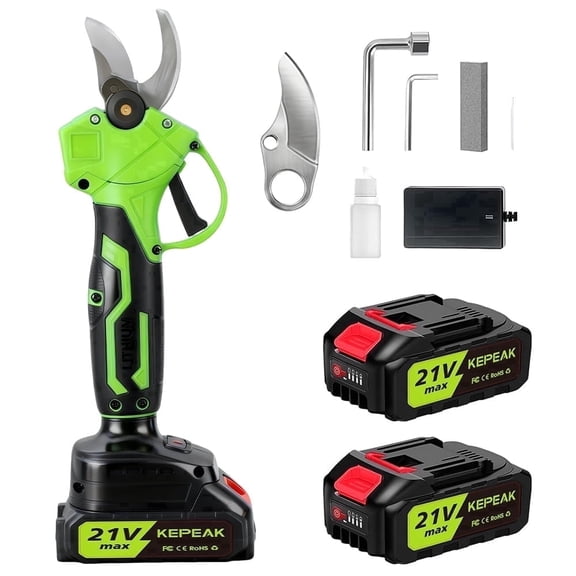 Electric Pruning Shears Cordless, Kepeak Tree Trimmer with SK5 Blade, 30mm Cutting Diameter, Dual 13000mAh Batteries
