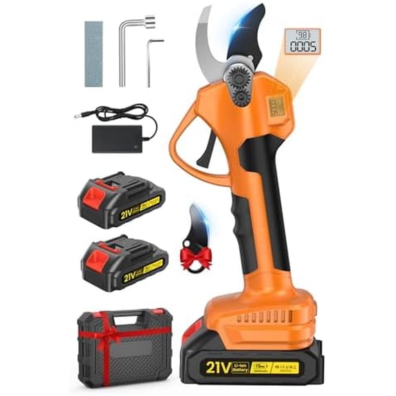 Electric Pruning Shears, Cordless Pruning Shears 1000W Brushless Power Shears 1.4'' Diameter Electric Pruner with LCD Display 2 * 2Ah Battery Pruning Shear Gift for Men Dad Husband Fathers Gardener