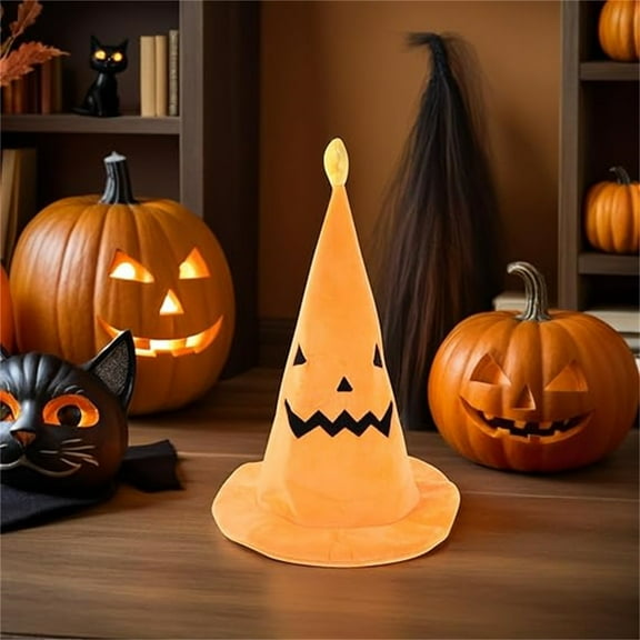 Electric Pumpkin Hat, Light-Up Witch Hat for Halloween Parties, Unique Costume Accessory for Women, Festive Hat for Christmas and Masquerade Events