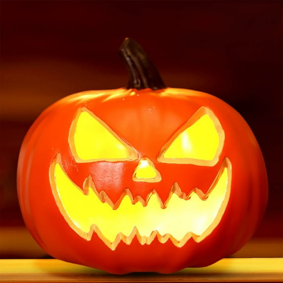 Electric Pumpkin Lamp with LED Light for Halloween Displays - Flickering Lantern for Creating a Spooky Bar and Home Vibe
