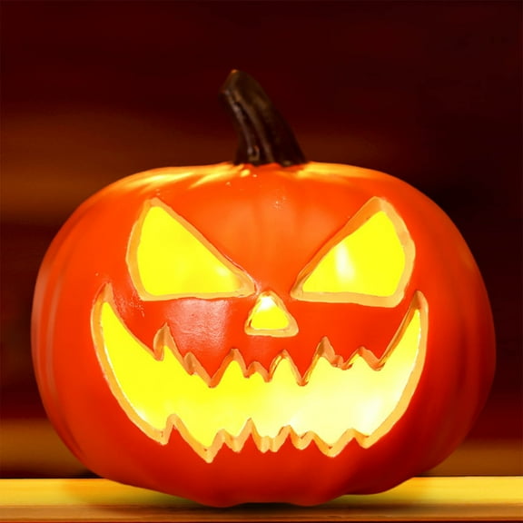 Electric Pumpkin Lamp with LED Light for Halloween Displays - Flickering Lantern for Creating a Spooky Bar and Home Vibe