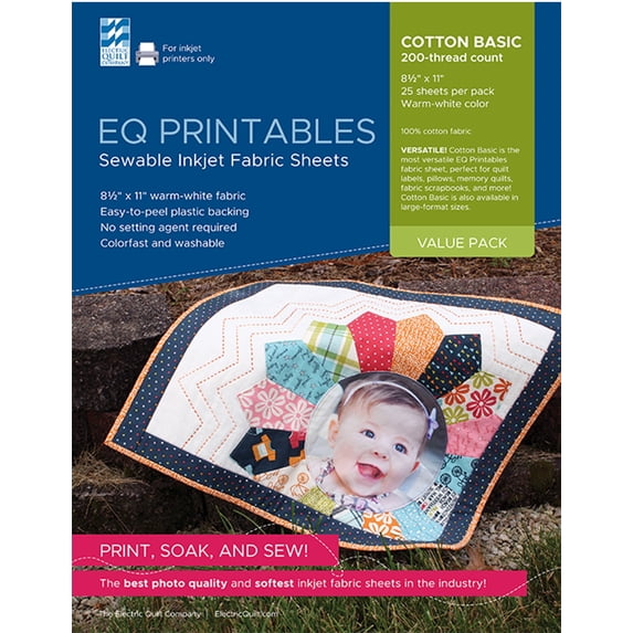 Electric Quilt Photo 6Pc Printables Inkjet Fabric Sheet, Off-White