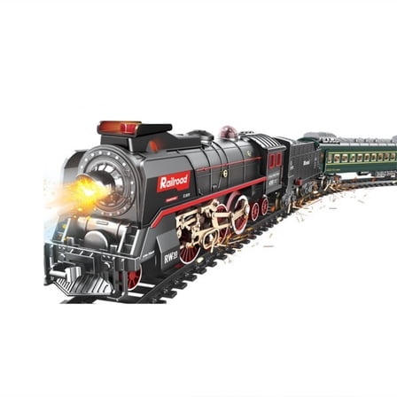 Electric RC Chritsmass Locomotive Train Set Model with Carriage and Long Track, Gift for Enthusiast (Model 623B/Remote-Control Version)