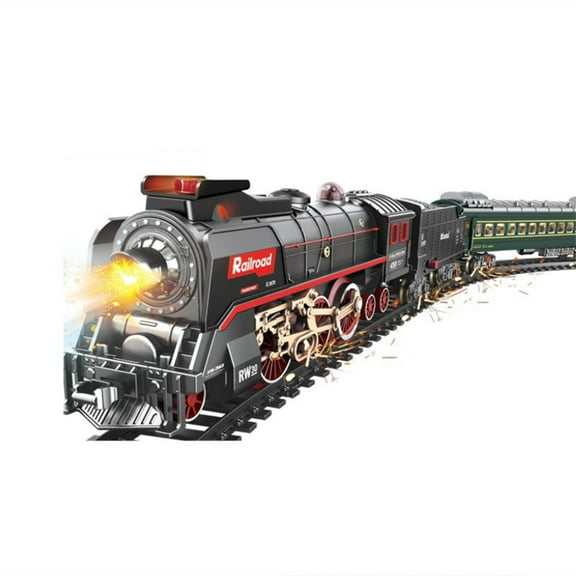 Electric RC Chritsmass Locomotive Train Set Model with Carriage and Long Track, Gift for Enthusiast (Model 623B/Remote-Control Version)