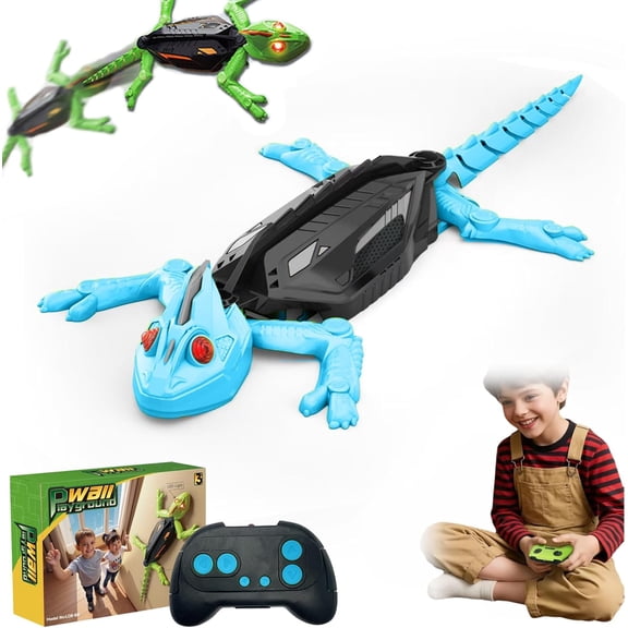 Electric RC Wall Climbing Gecko Toy with LED Glowing Eyes, Rechargeable Remote Control Wall Crawler, Dual Mode Floor & Wall Driving, Interactive Moving Lizard Toy Gift