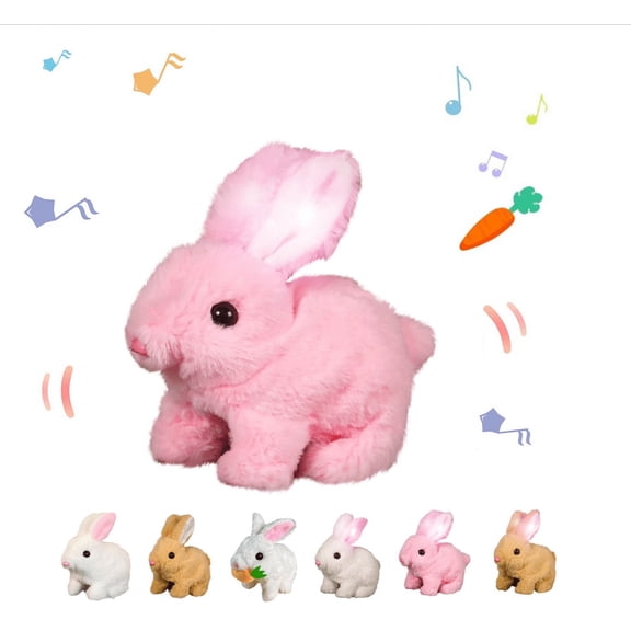 Electric Rabbit Toy Plush Bunny with Light up Ears Battery Operated Hopping Animal Rabbit Interactive Toys Gifts for Children Boy Girls