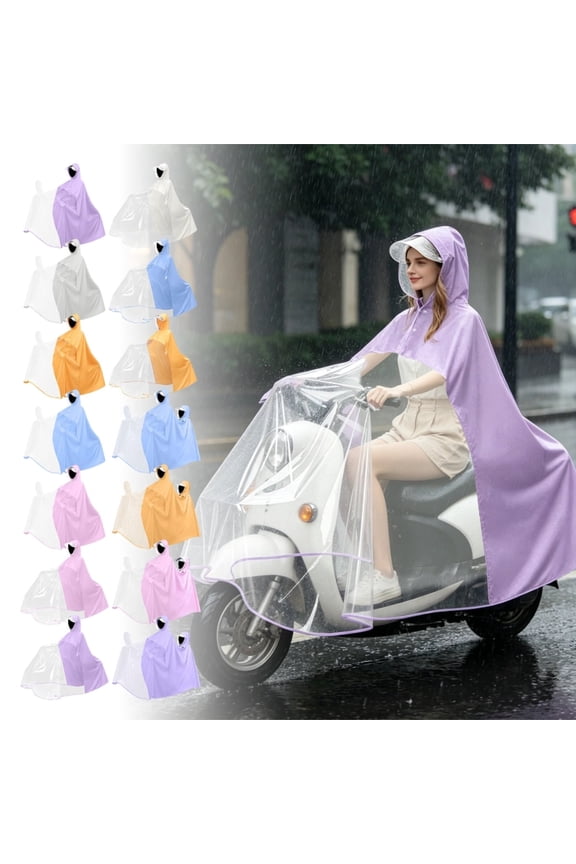 Electric Rain Poncho for Parent and Child  Dual Hood, Extended Front Panel, Wind-Resistant Fit for E-Bikes, Scooters & Motorcycles  Daily Commute & School Drop-Off
